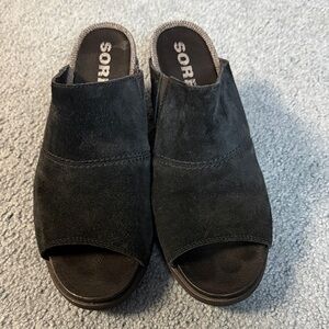 Sorel Black Suede Women's Mules